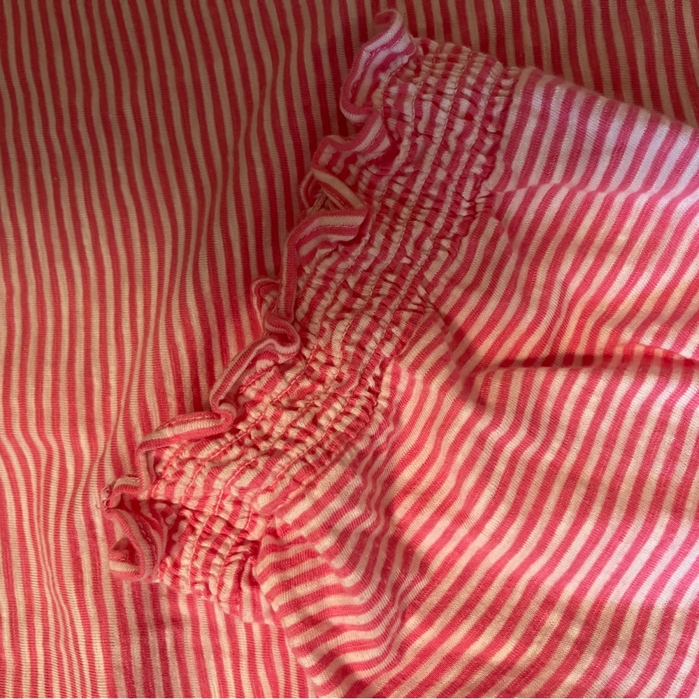 Talbots Pink and White Striped V-Neck Tee - Picture 3 of 5